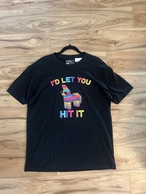 Black Unisex Graphic Tee with Colorful Hit It Pinata Design